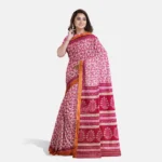 Red & Cream Printed Cotton Saree
